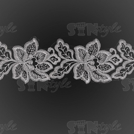 Кружево гипюр, ширина 80 мм, цвет белый с серебром, намотка 10 ярдов фото 2