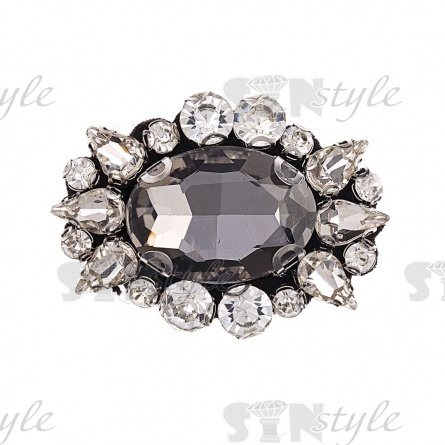 Аппликация с элементами из страз на фетровой основе, цвет черный, размер 42х30 мм  фото 1