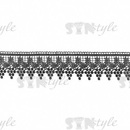 Кружево ажурное, ширина 75 мм, цвет черный, намотка 15 ярдов фото 2