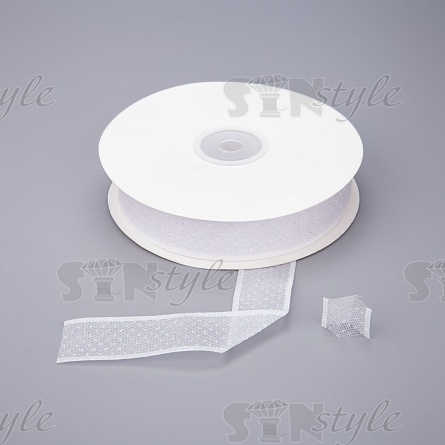 Декоративная лента капроновая, ширина 25 мм, намотка 25 ярдов, цвет белый фото 1