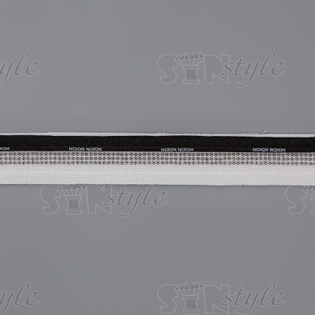 Декоративная тесьма отделочная лампасная со стразами, цвет белый+черный, ширина 30 мм, намотка 50 ярдов фото 1