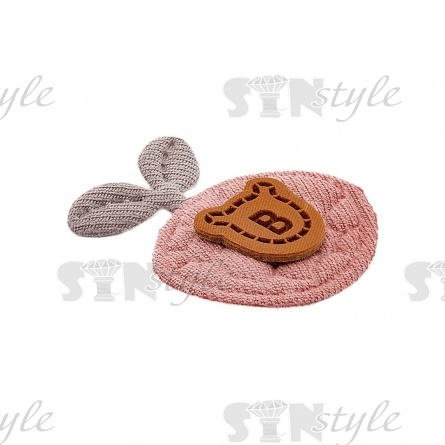 Аппликация 3D "Яблочко", цвет грязно-розовый+серый, размер 27х30 мм фото 2