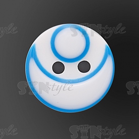 Пуговица пластиковая на два прокола, размер 20L, цвет белый/голубой фото 2