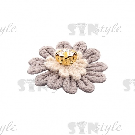 Аппликация 3D "Цветочек", цвет серый, размер 25 мм фото 2