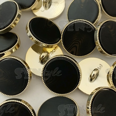 Пуговица пластиковая на ножке, размер 40L, цвет золотой+черный фото 3