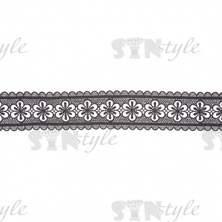 Кружево ажурное матовая нить, ширина 45 мм, цвет черный, намотка 15 ярдов фото 2