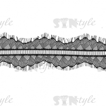 Кружево "Французское", ширина 90 мм, цвет черный, длина 3 метра фото 1