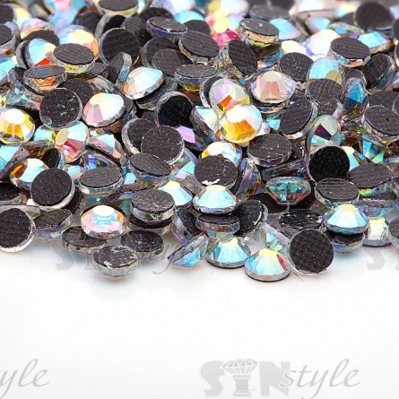 Стразы термоклеевые стеклянные SS12, форма круг, цвет радужный (голография), 1 440 шт/уп   фото 3