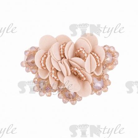 Аппликация с элементами из бисера на фетровой основе, цвет розовый, размер 55х70 мм фото 1