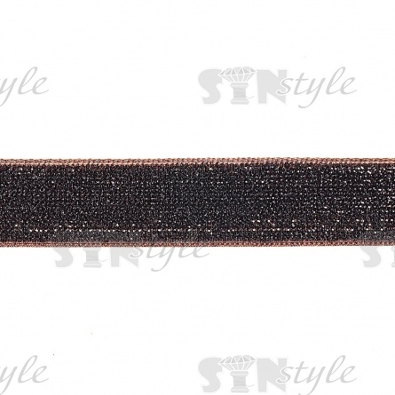 Лента бархатная с люрексом, ширина 15 мм, цвет 120 (шоколадный), намотка 20 ярдов фото 2