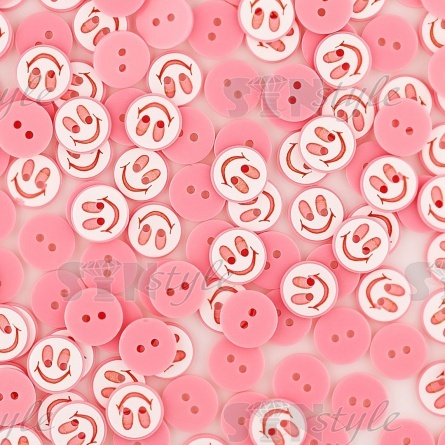 Пуговица пластиковая на два прокола "Смайлик", размер 20L, цвет розовый фото 4