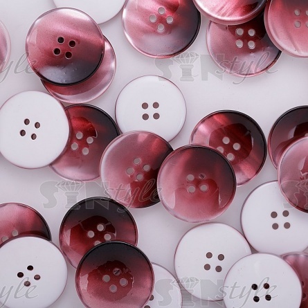 Пуговица пластиковая на четыре прокола, размер 48L, перламутровая, цвет грязно-розовый градиент фото 4