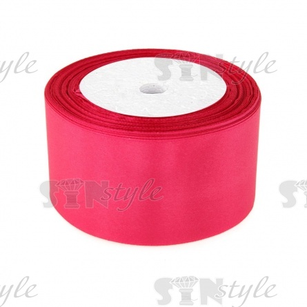 Декоративная лента атласная, 50 мм, длина 25 ярдов, цвет темно-розовый (№089) фото 1