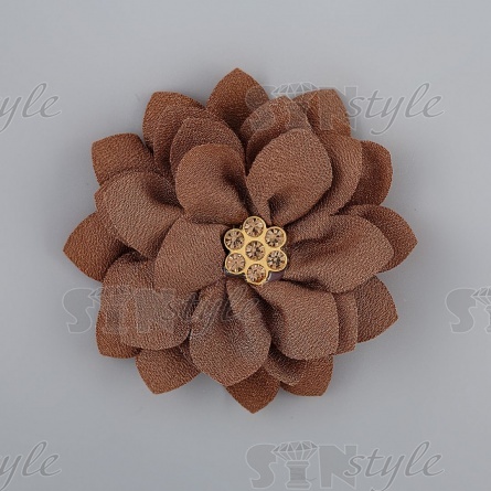 Цветочки декоративные со стразами, цвет капучино, диаметр 60 мм,  фото 1