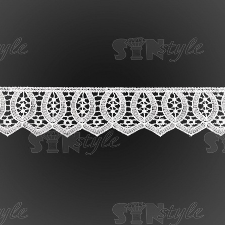 Кружево вязаное ажурное, ширина 60 мм, цвет белый, намотка 15 ярдов фото 1