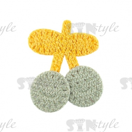 Аппликация 3D "Вишенки", цвет желтый+мятный, размер 30х33 мм фото 1