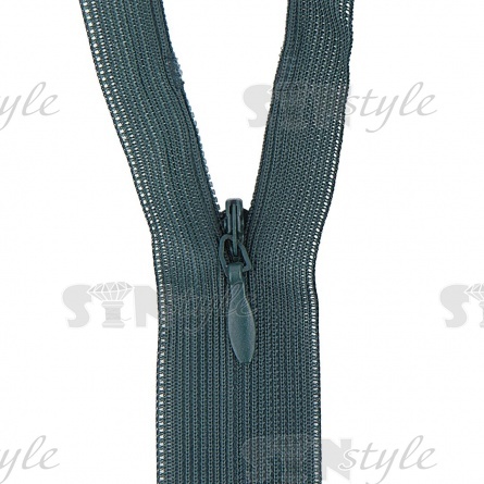 Молния спираль, тип 3, потайная, неразъемная, основа капрон, длина 50 см, цвет 273 (темно-зеленый), бегунок цвета основы фото 2