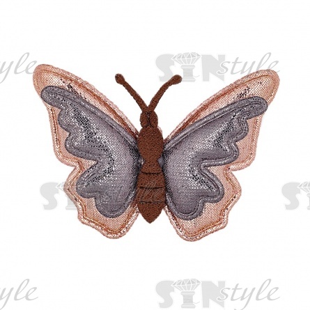 Аппликация 3D "Бабочка", цвет серый+грязно-розовый, размер 50х35 мм фото 1