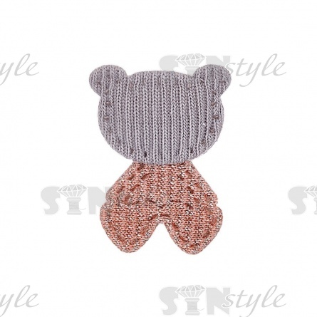 Аппликация 3D "Мишка", цвет грязно-розовый+серый, размер 20х30 мм фото 1