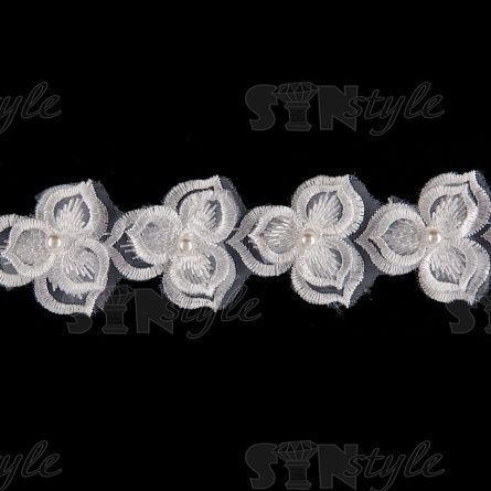 Цветочки из капроновой ленты, ширина 40 мм, намотка 20 ярдов, цвет белый, № 7 фото 2