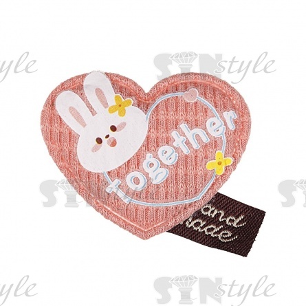 Аппликация 3D "Сердечко", цвет грязно-розовый, размер 40х35 мм фото 1