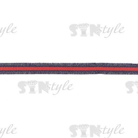 Тесьма букле с бахромой, ширина 20 мм, намотка 45 ярдов, цвет синий+красный фото 2