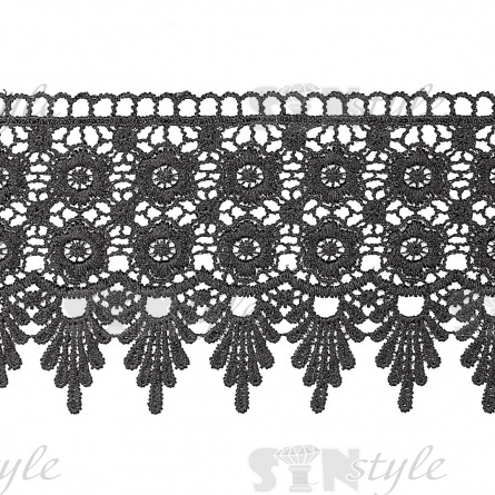 Кружево ажурное, ширина 100 мм, цвет черный, намотка 15 ярдов фото 1