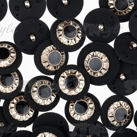 Пуговица пластиковая на ножке, размер 40L, цвет черный/золотой фото 4