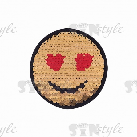 Термоаппликация-перевертыш из двухсторонних пайеток "Смайлик", размер 80 мм фото 1