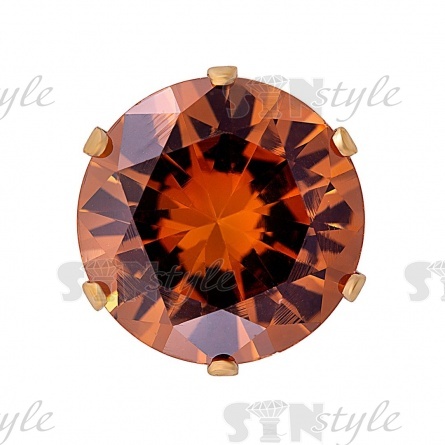 Стразы пришивные стеклянные в цапах, форма круг, цвет золото+персик, диаметр 12 мм фото 1