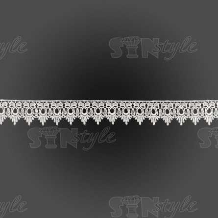 Кружево ажурное с причудливым узором и фестонами по краю, ширина 55 мм, цвет белый, намотка 15 ярдов фото 2