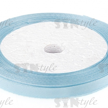 Декоративная лента атласная, ширина 6 мм, намотка 25 ярдов, цвет бледно-голубой (№146) фото 2