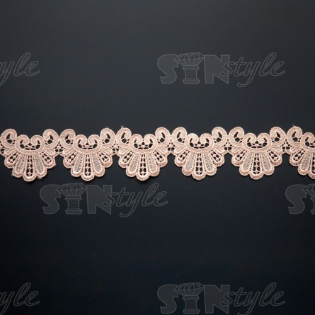 Кружево ажурное, ширина 65 мм, цвет грязно-розовый, намотка 15 ярдов фото 1