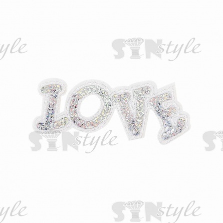 Термоаппликация "Love" с пайетками, размер 103х40 мм фото 1
