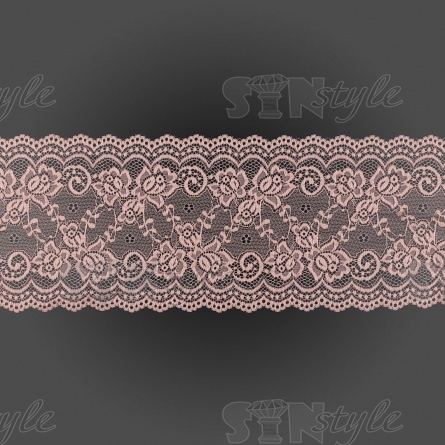 Кружево эластичное, ширина 180 мм, цвет грязно-розовый, намотка 15 ярдов фото 2