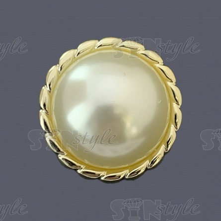 Пуговица пластиковая на ножке, размер 40L, цвет золотой+белый фото 1