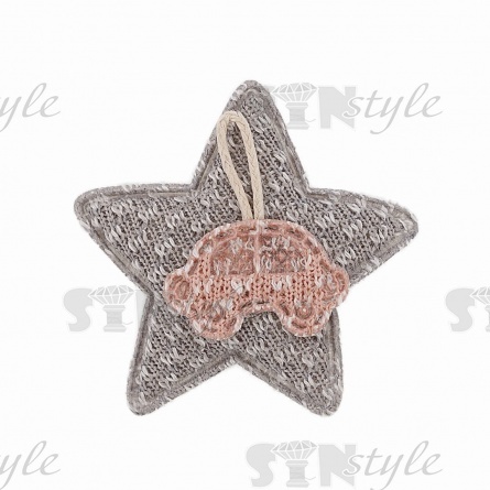Аппликация 3D "Звездочка", цвет серый+грязно-розовый, размер 45х45 мм фото 1