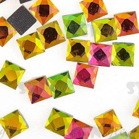 Стразы термоклеевые квадратной формы, размер 6х6 мм, 5500 шт/уп, цвет радужный (голография) фото 2