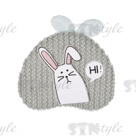 Аппликация 3D "Зайчик", цвет серый, размер 35х35 мм фото 1