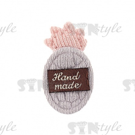 Аппликация 3D "Ананасик", цвет серый, размер 20х35 мм фото 1