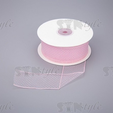 Лента капроновая, ширина 40 мм, намотка 25 ярдов, розовая  фото 1