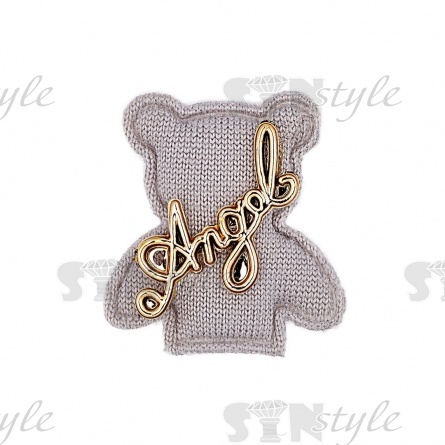 Аппликация 3D "Мишка", цвет серый, размер 20х25 мм фото 1