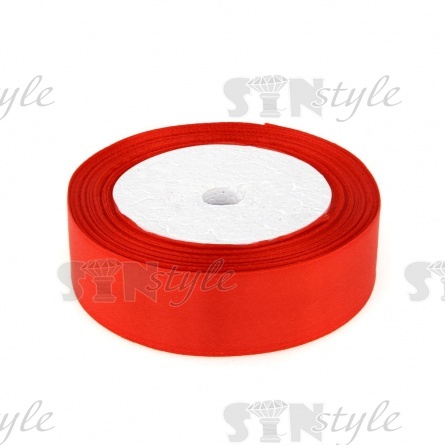 Лента атласная, ширина 25 мм, намотка 25 ярдов, цвет красный (№026) фото 1