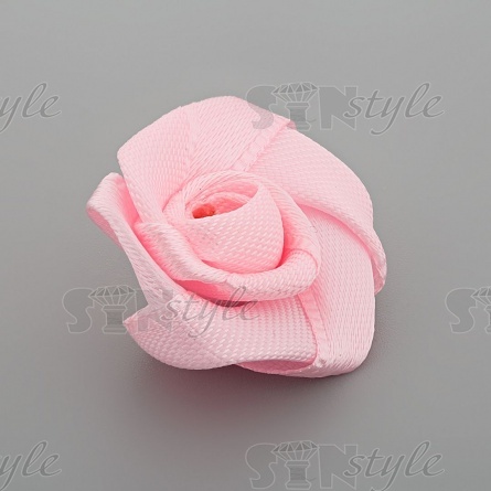 Цветочек из атласной ленты, розовый, размер 20 мм фото 2
