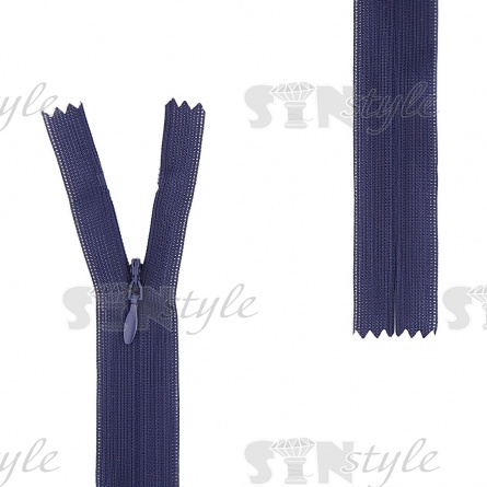 Молния спираль, тип 3, потайная, неразъемная, основа капрон, длина 20 см, цвет 330 (синий), бегунок цвета основы фото 1