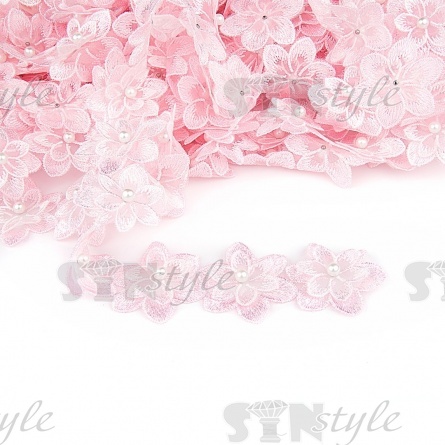 Цветочки из капроновой ленты, размер 45 мм, намотка 20 ярдов, цвет розовый (№5) фото 1