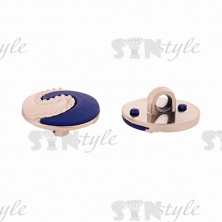 Пуговица пластиковая на ножке, круглая, золотая основа с синей вставкой, 28L фото 2