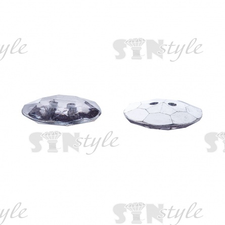 Пуговица пластиковая на два прокола "Кристалл", прозрачная черная, 28L фото 2