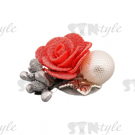Композиция цветочная на фетровой основе, цвет кораловый, размер 45 мм,  фото 2