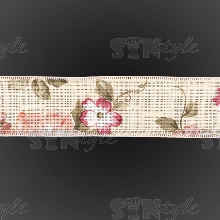 Декоративная лента с цветочным принтом, цвет бежевый, ширина 40 мм, намотка 20 ярдов фото 3